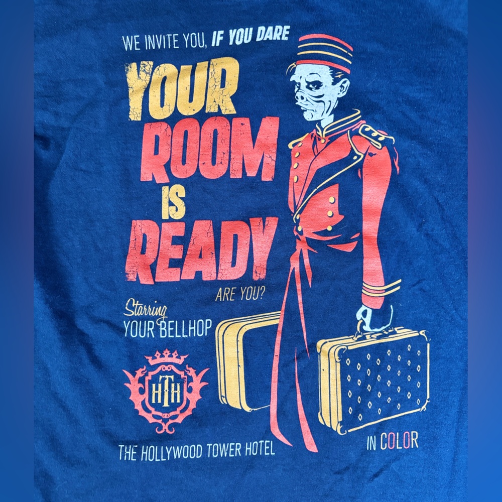 Disney Parks Tower of Terror Navy Graphic Long Sleeve Shirt